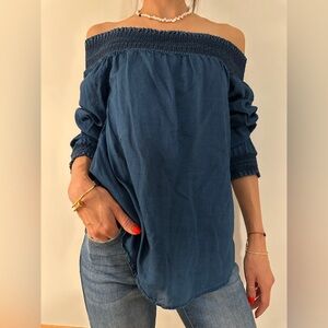 MICHAEL Michael Kors Off-Shoulder Blue Blouse